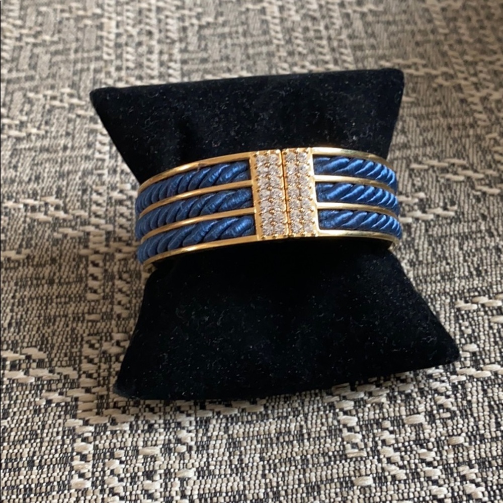 Ann Taylor Royal Blue Gold Twist Rope Braid Bangle - Picture 1 of 5